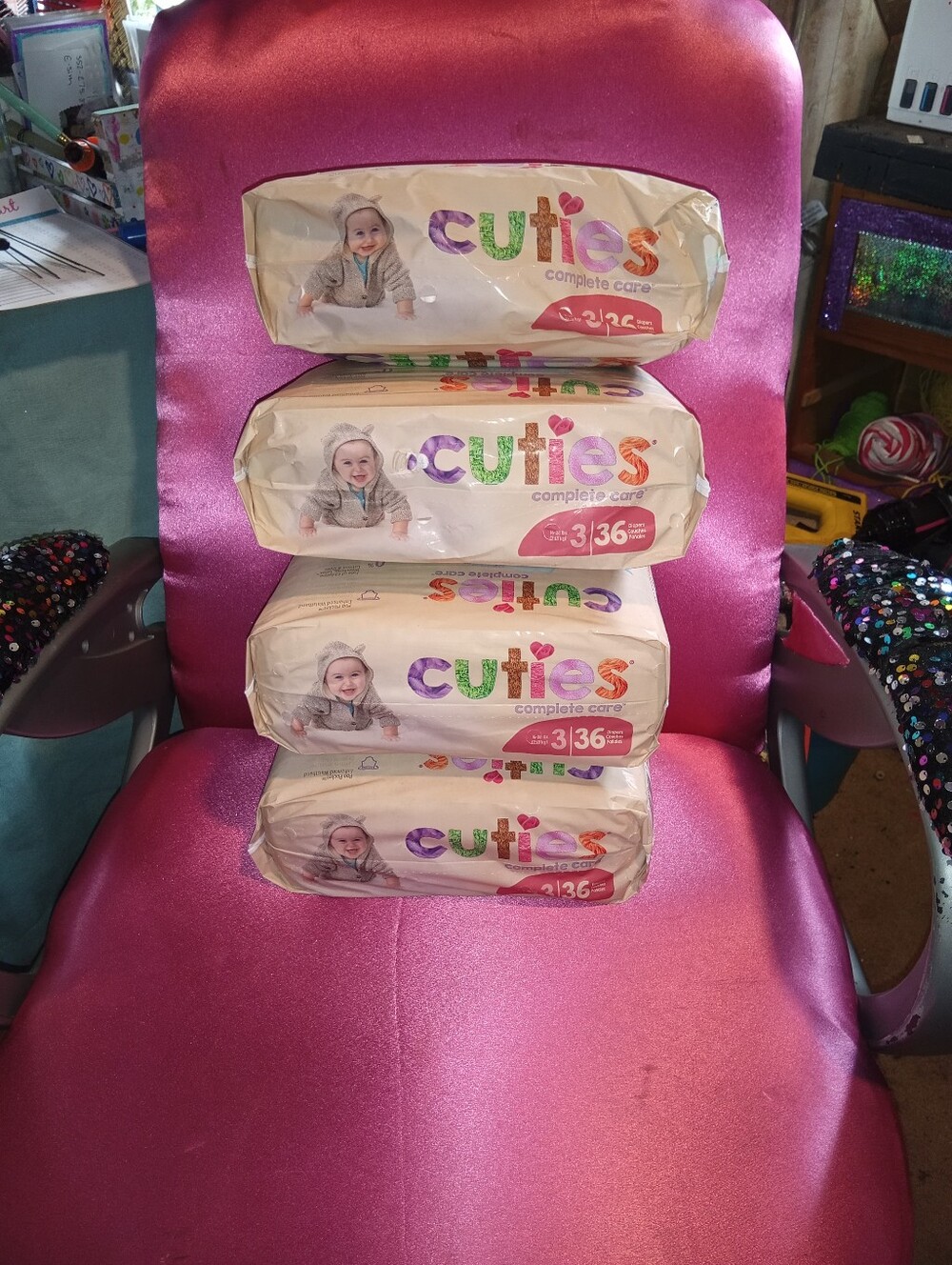 4 Packs Unopened Cuties Diapers Size 3